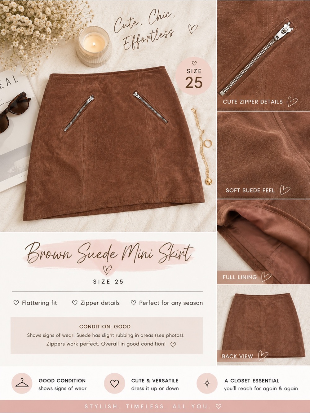 [BLANKNYC] Brown Suede Mini Skirt - Size 25